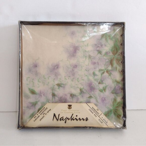 Vintage Exclusive Imports Japan BBB Silk Effect Purple Floral Napkins 11 Ct - Picture 1 of 6
